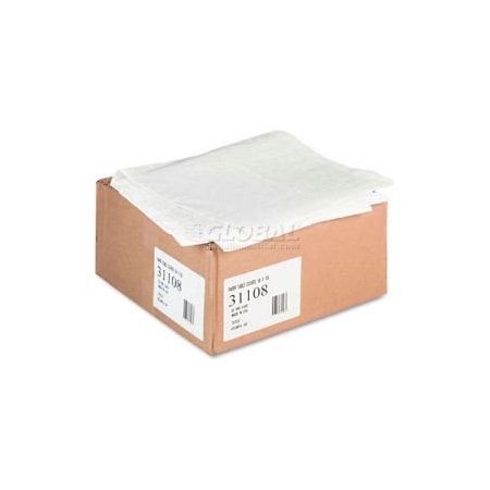 Tatco , Rectangular Tablecover, 54"W x 108"L, Paper w/Plastic Liner, White, 20/Carton TCO31108